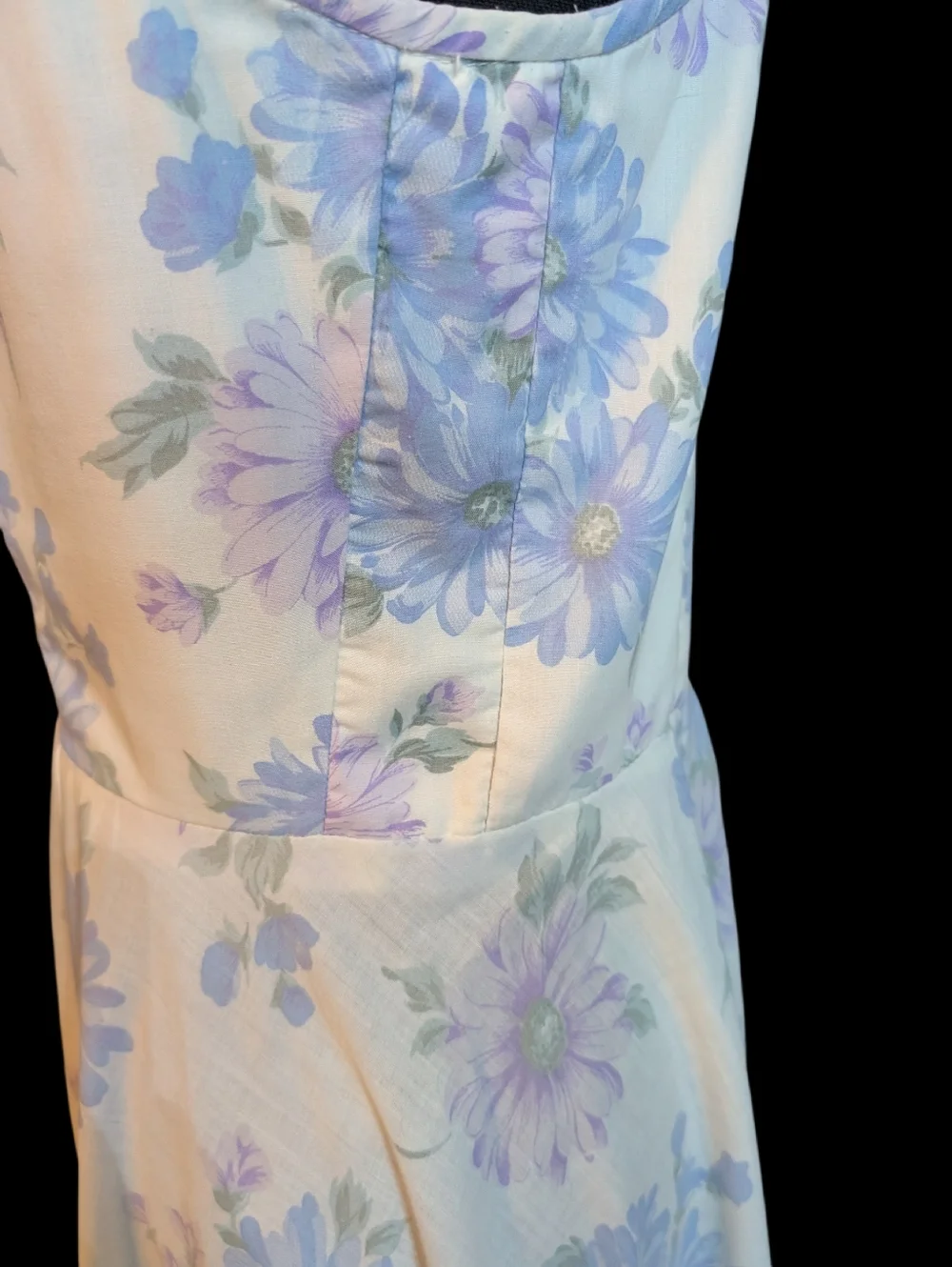 Vintage 70s Handmade Cottagecore Prairie Maxi Dress Pastel Floral Ruffle Hem - Picture 7 of 12